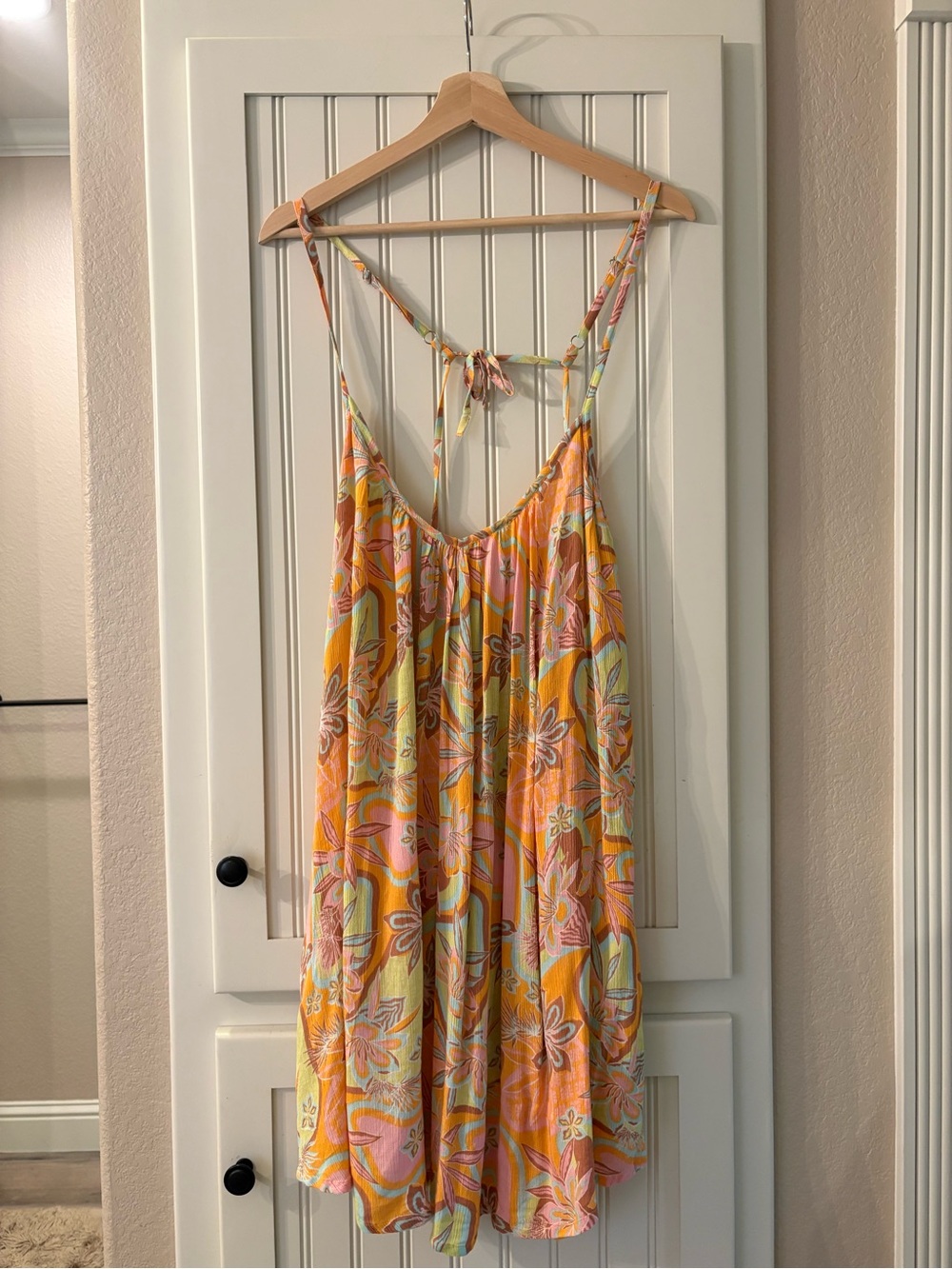 Roxy Yellow and Pink Floral Tie-Back Chemise